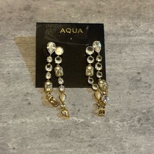 Aqua Gold and Silver Dangle Earrings